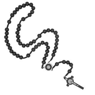 St Benedict Rosary with large black wooden beads