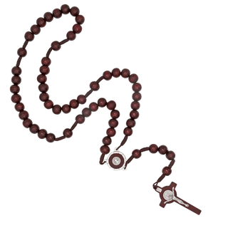 St Benedict Large Rosary Beads in Red Wood