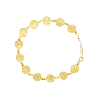 st benedict medals bracelet in18k gold