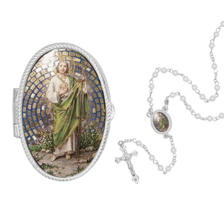 Rosary box depicting St Jude Thaddeus. 