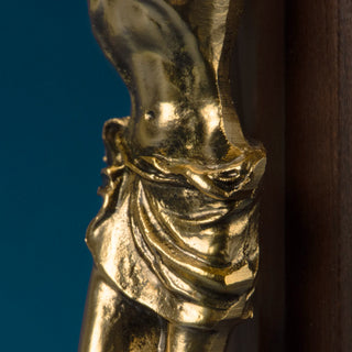 close up Bicolor wood standing crucifix