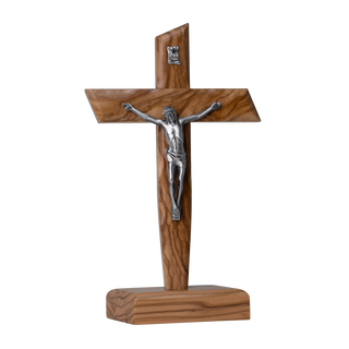 Standing crucifix in wood and metal