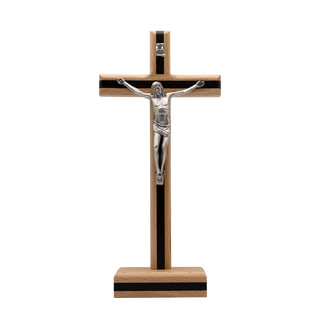 bicolor wood standing crucifix