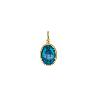 Miraculous medal vermeil silver and blue