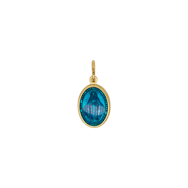 Miraculous medal vermeil silver and blue