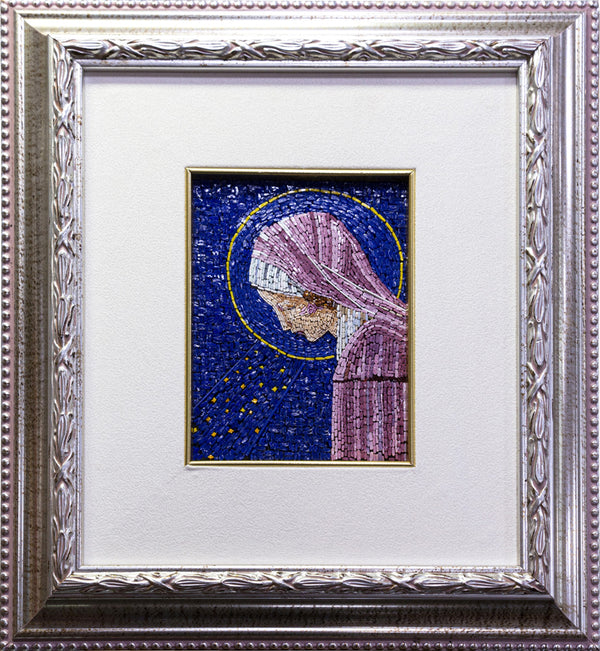 Virgin Mary blue mosaic