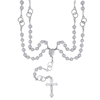Wedding lasso rosary with white beads 