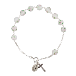 White Murano glass beads rosary bracelet