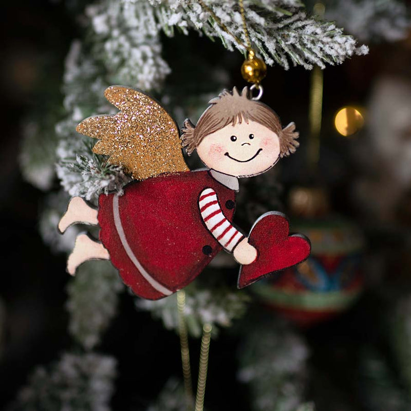 wooden angel christmas tree ornament