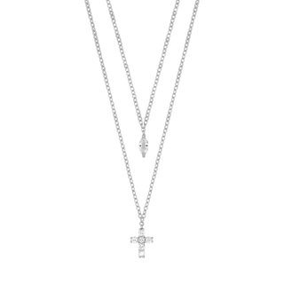 COLLANA CON CROCE - ARGENTO E ZIRCONI