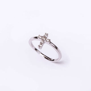 adjustable ring in sterling silver with zirconia cross