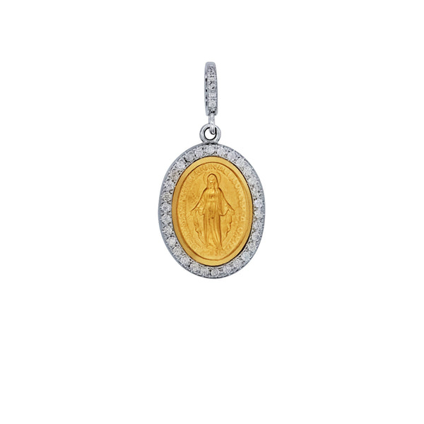 18k Gold Miraculous Medal with Zirconia
