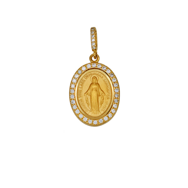 Miraculous Medal in 18k Gold With Zirconia 