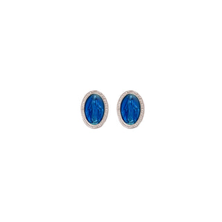 blue miraculous medal earrings