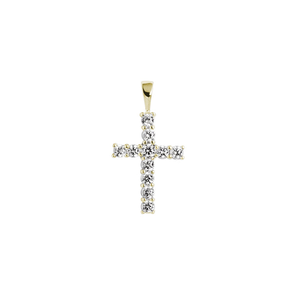 golden silver cross pendant with zirconia