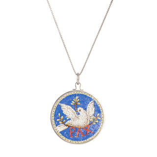 Dove of Peace blue micromosaic necklace