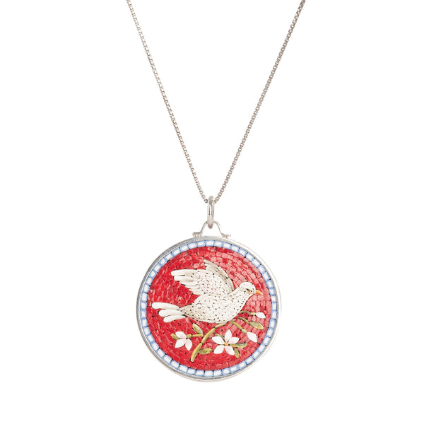 Red micromosaic necklace