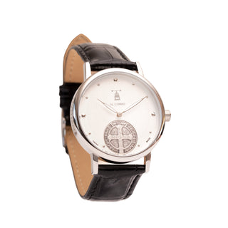 ST BENEDICT MEDAL WATCH - SILVER - LEATHER