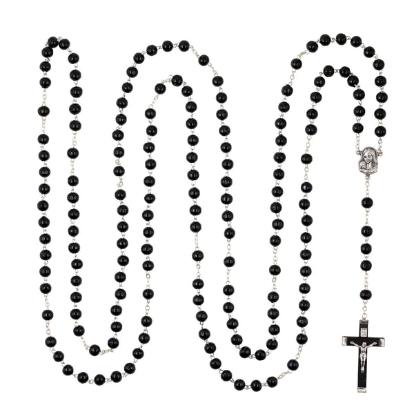 15 mysteries rosary in dark wood