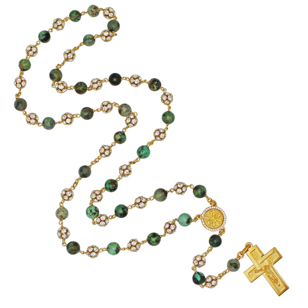 African turquoise and vermeil silver rosary beads