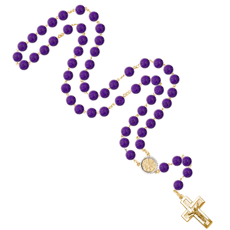Amethyst beads rosary with vermeil silver binding