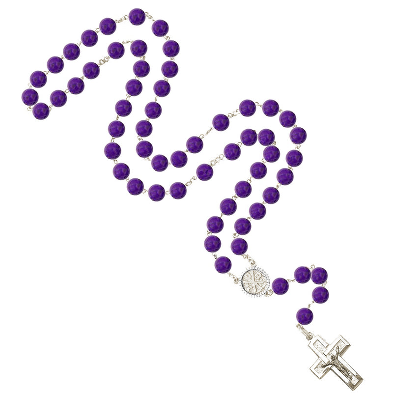 Amethyst beads rosary with sterling silver binding