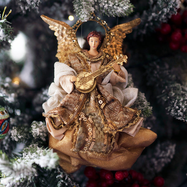 Angel Tree Ornament with Fabric Clothing