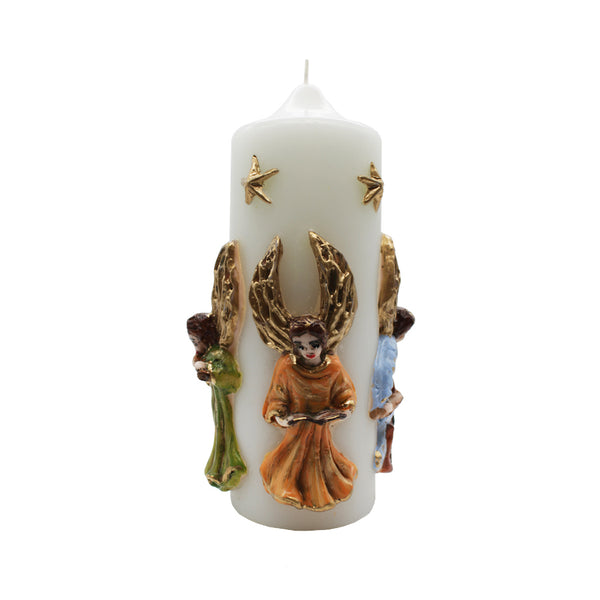 handmade candle with christmas angels