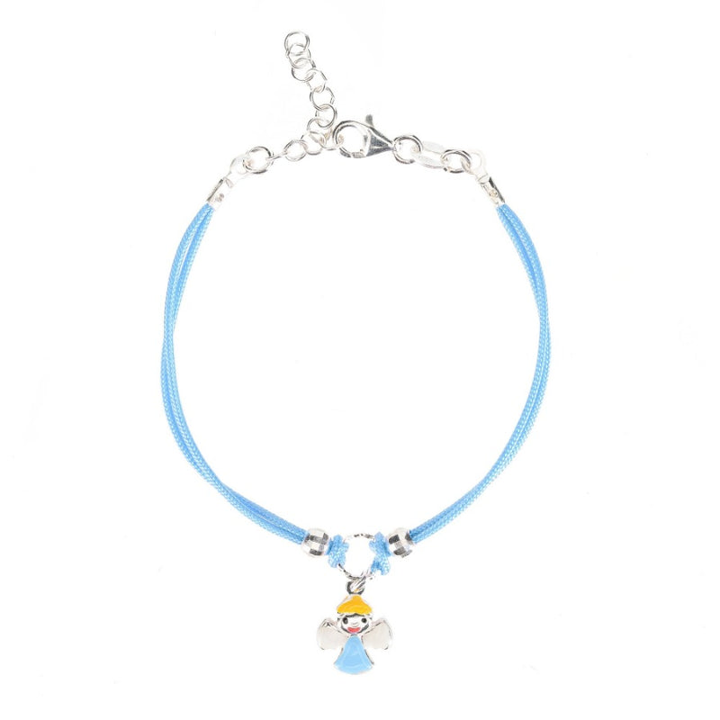 Baby bracelet blue cord silver