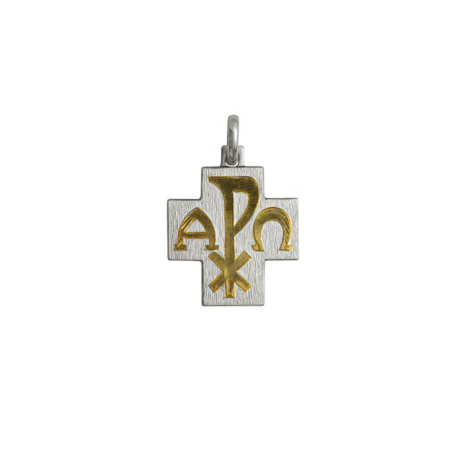 peace cross pendant in bicolor metal