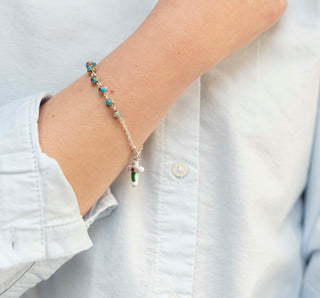 Light blue cloisonné rosary bracelet