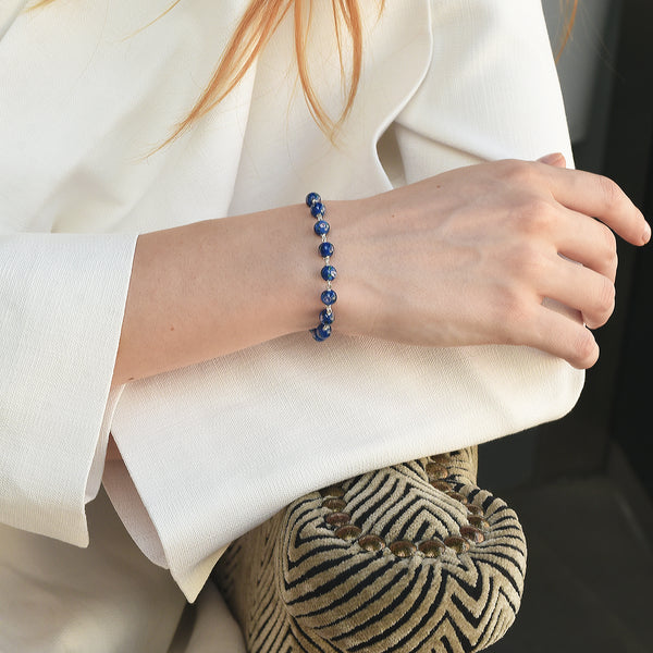 Blue Murano glass beads rosary bracelet