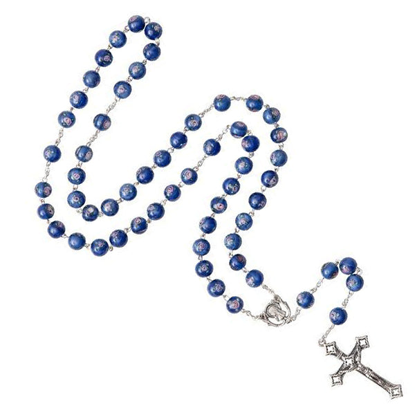 Blue Murano glass rosary bead