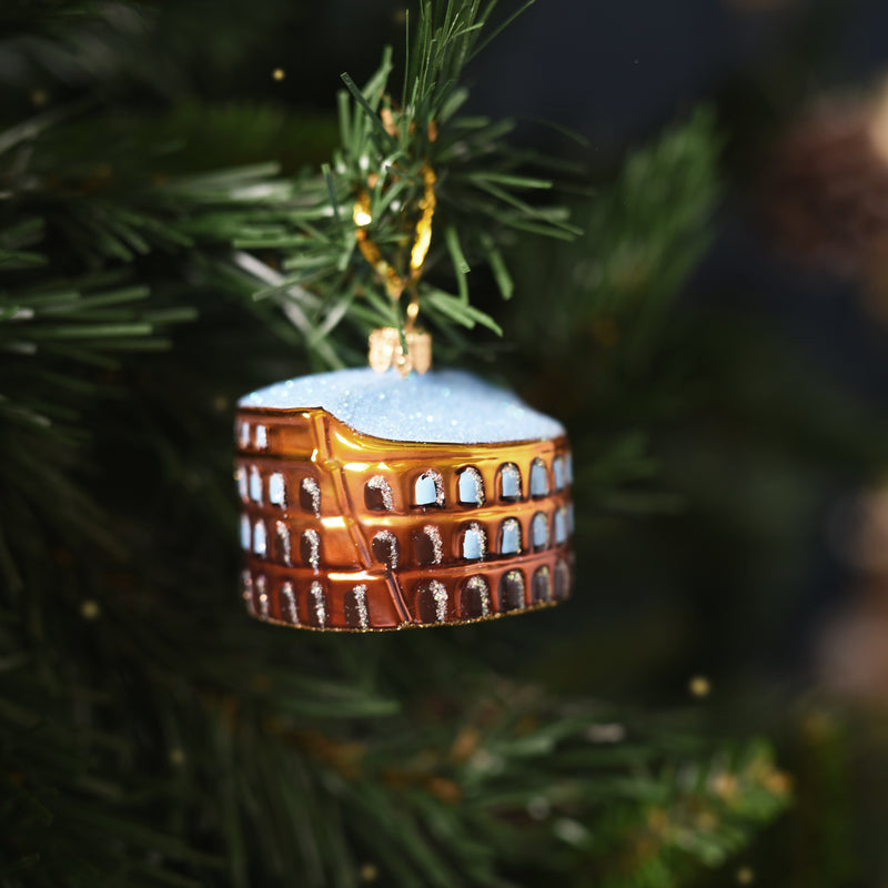 christmas tree ornament colosseum-shaped in glass