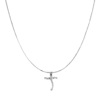 cross diamond necklace in white gold