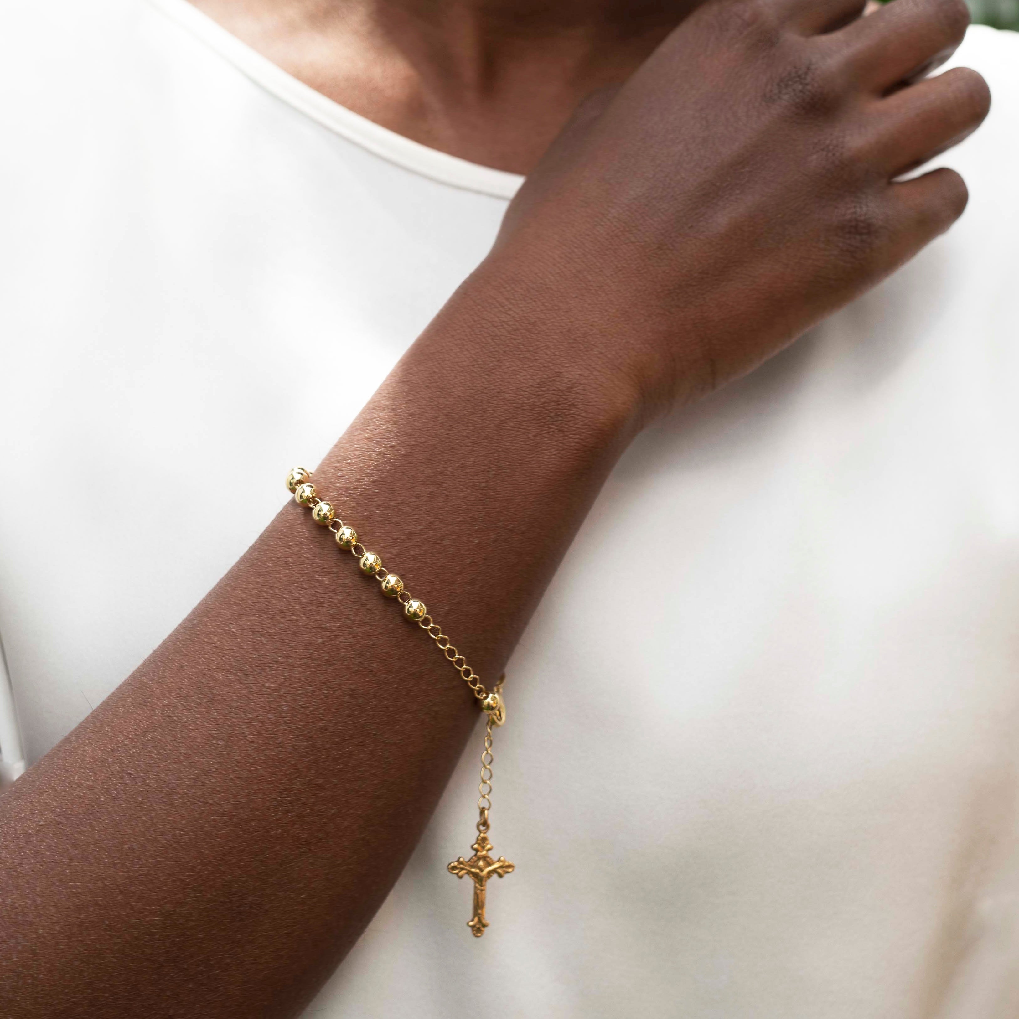 Wholesale Wholesale Jesus Cross Chain Bracelet Gold Religious Beaded Bracelet  Rosary Catholic Rosary Bracelet From malibabacom
