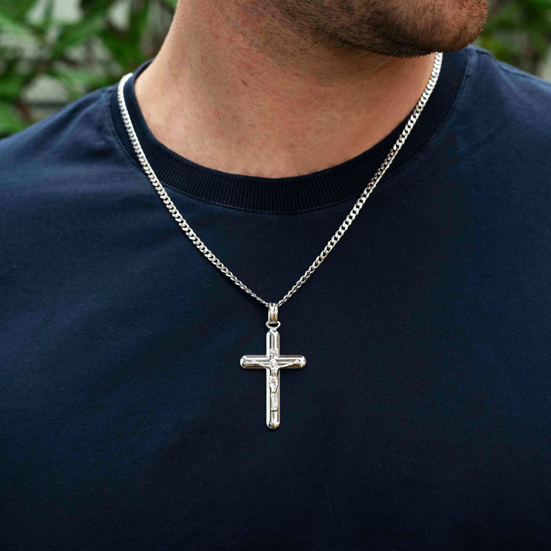 large crucifix pendant in sterling silver