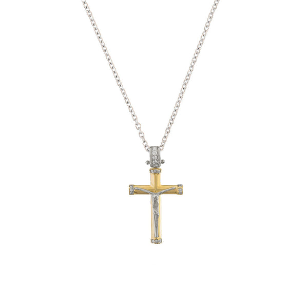 Diamonds crucifix necklace 18k gold