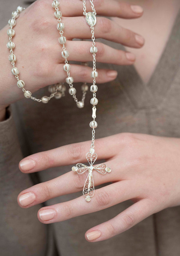 Silver filigree rosary bead