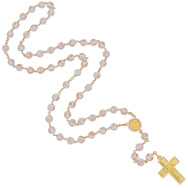 Glass beads and vermeil silver rosary