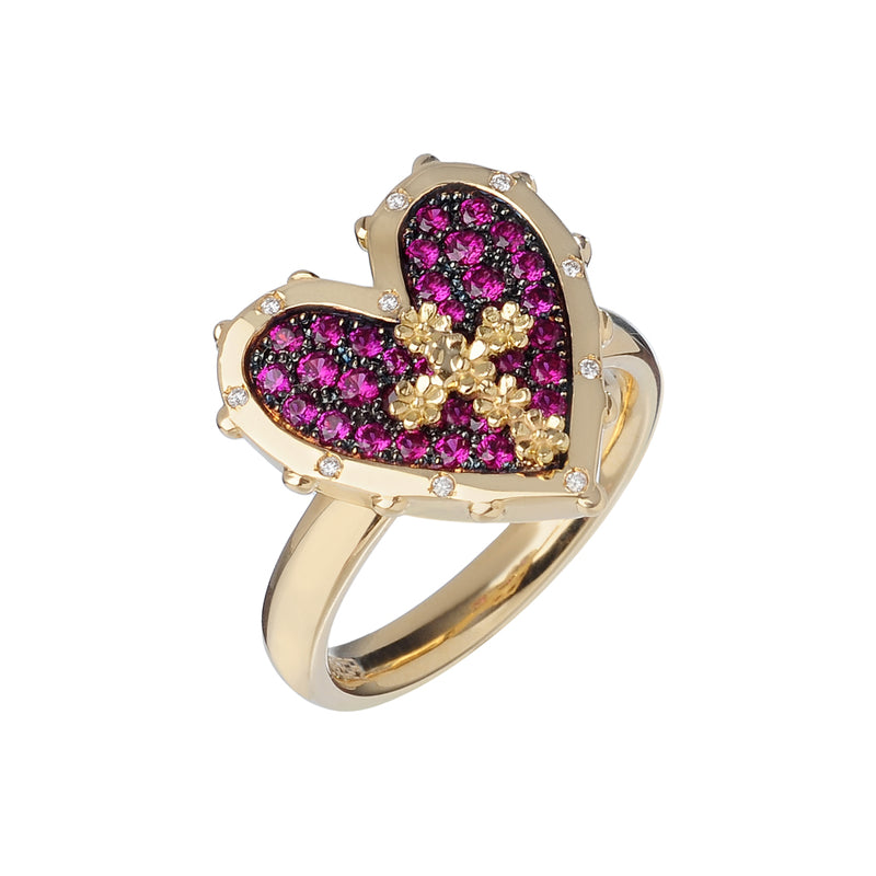 Gold and diamond heart-shaped ring
