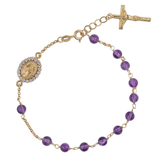 18k gold rosary bracelet with amethyst beads