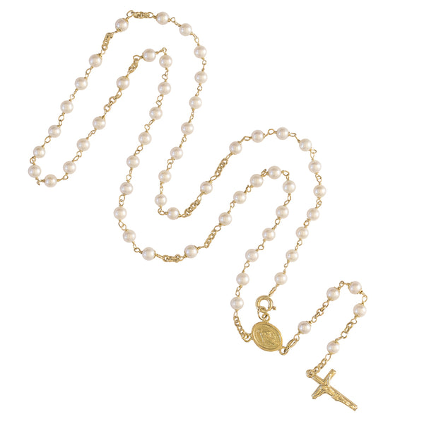18K gold rosary beads with pearls