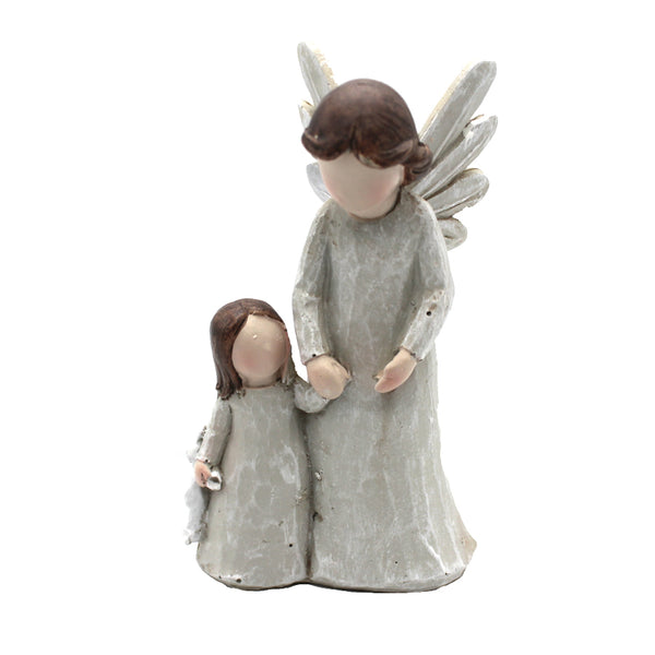 guardian angel with girl resin statue