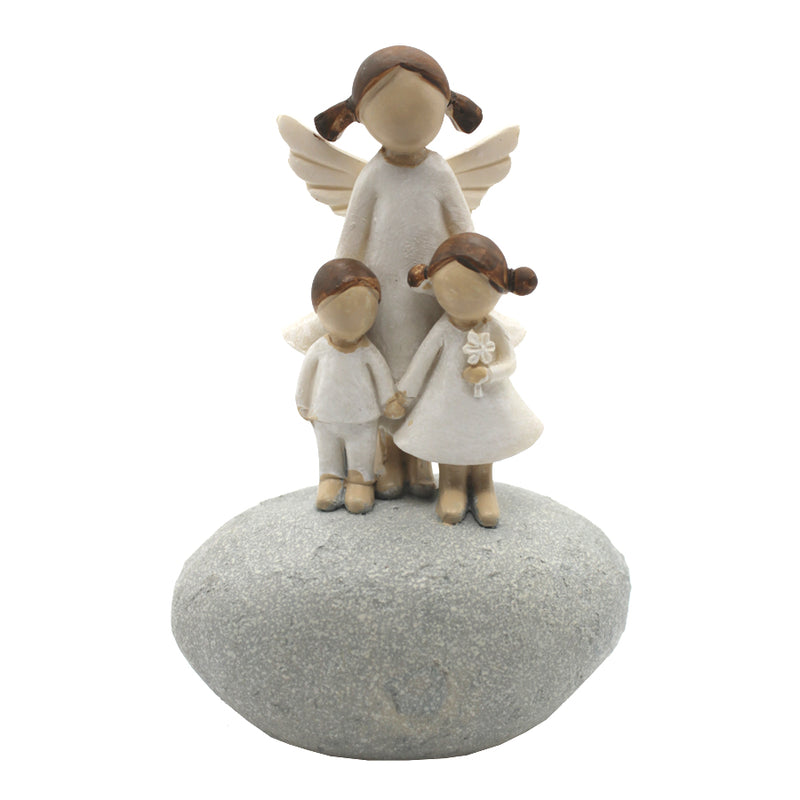 guardian angel with boy and girl resin statue