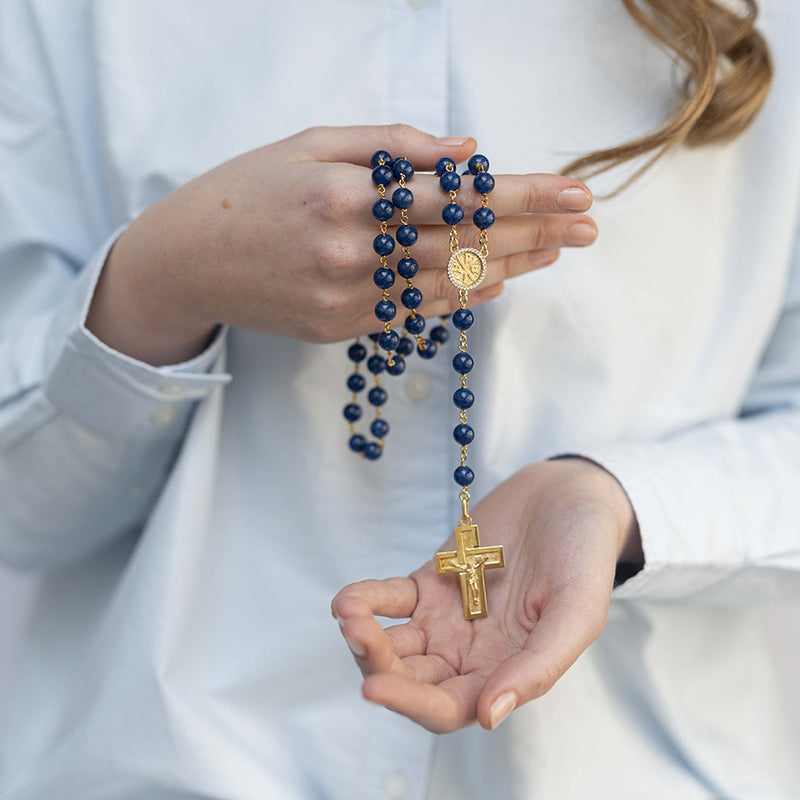 Lapis Lazuli vermeil silver rosary