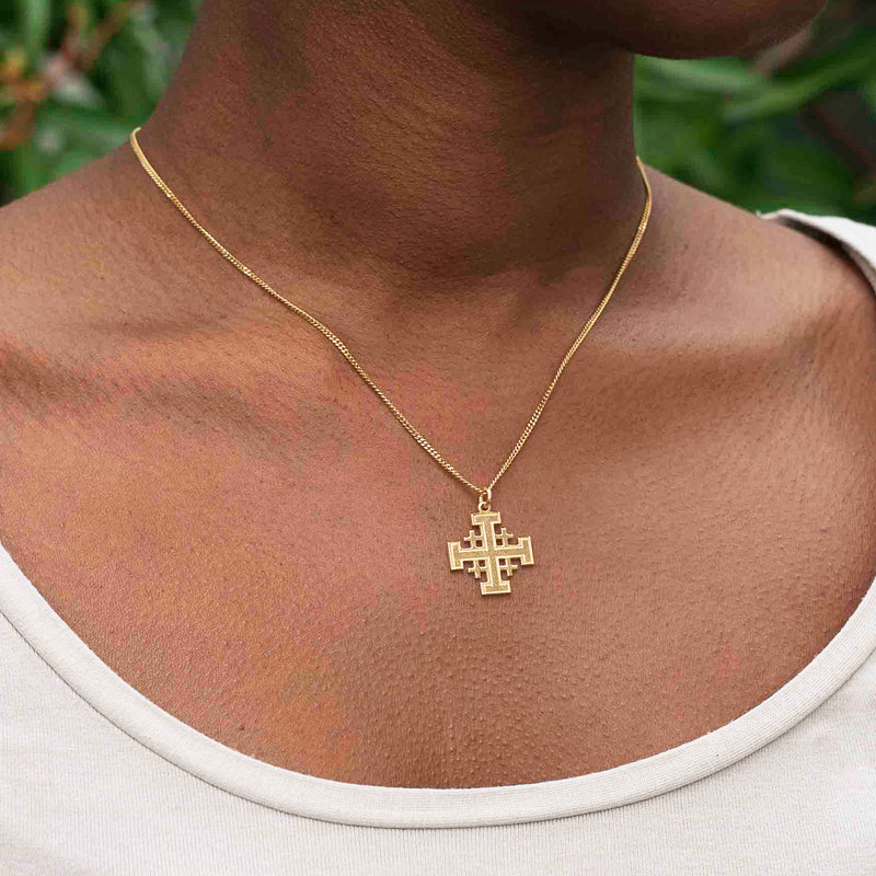 Anbinder Jewelry 14K Gold Black Diamond Jerusalem Cross Necklace, Jewelry |  My Jerusalem Store
