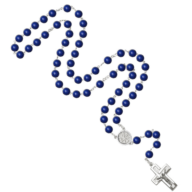 Lapis lazuli beads rosary in sterling silver