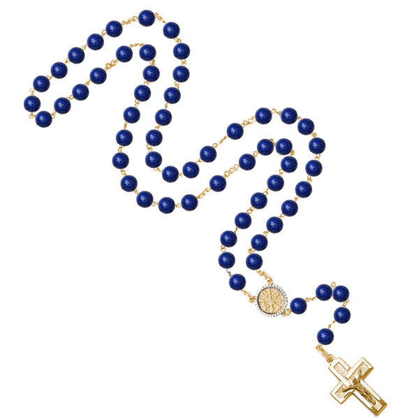 Rosary with Lapis Lazuli beads and golden silver binding