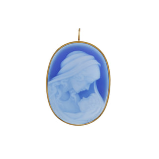 Madonna with Child 18k Gold Cameo Pendant